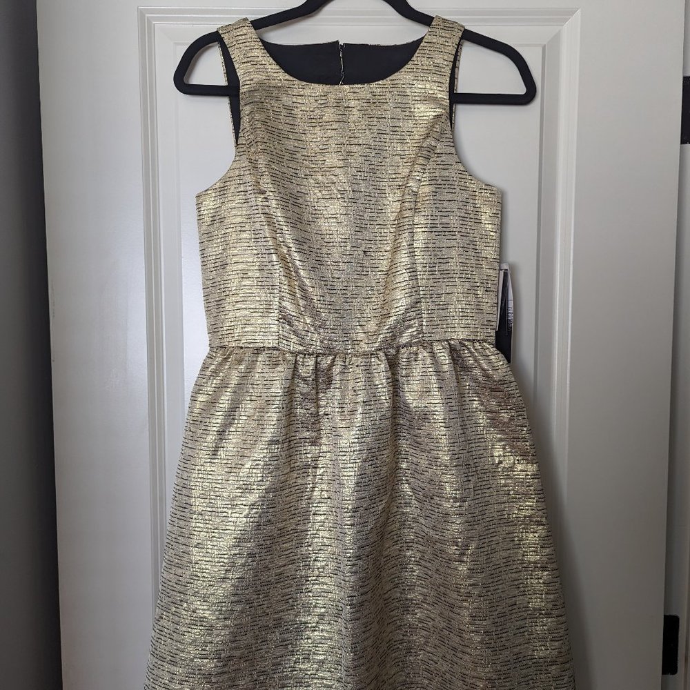 Kensie Black and Gold Fit & Flare Cocktail Dress (M)